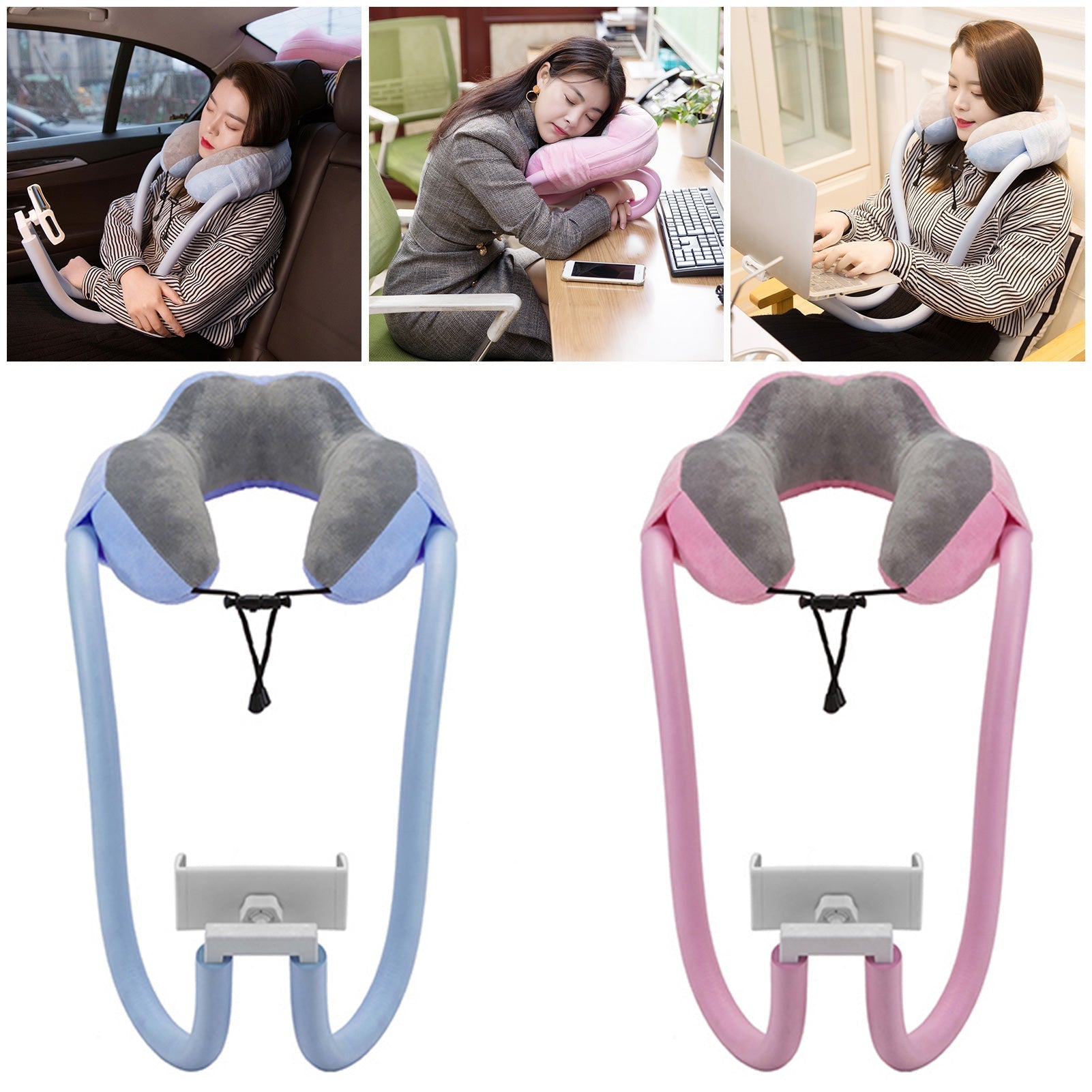 2 In1 Cell Phone Holder Neck Pillow